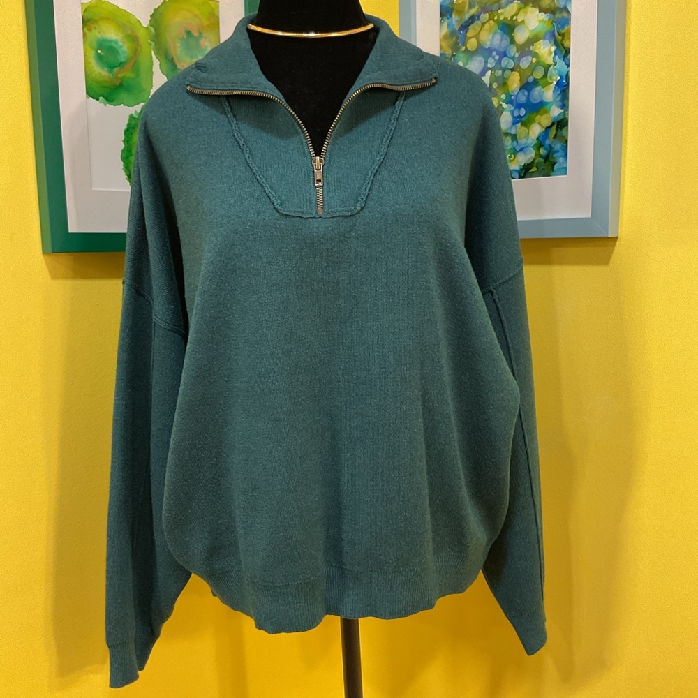 Universal Thread Rich Teal 1/4-Zip Dolman Style Sweater Size Large